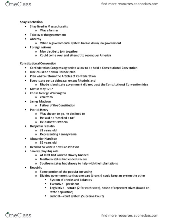 HIST 103 Lecture Notes - Lecture 14: Revised Philadelphia Plan, Divided Government, Cotton Gin thumbnail