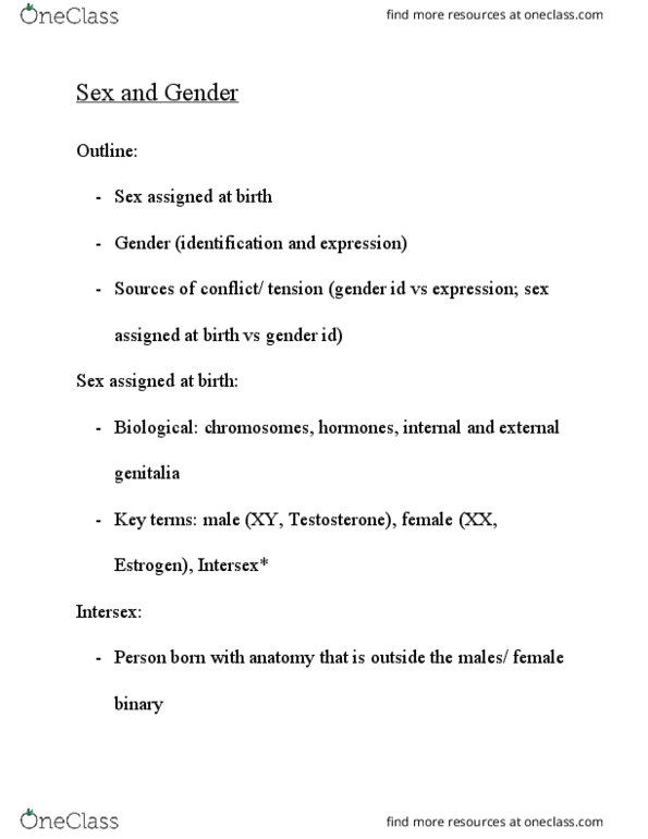 PSY 101 Lecture Notes - Lecture 3: Trans Man, Prenatal Hormones And Sexual Orientation, Trans Woman thumbnail