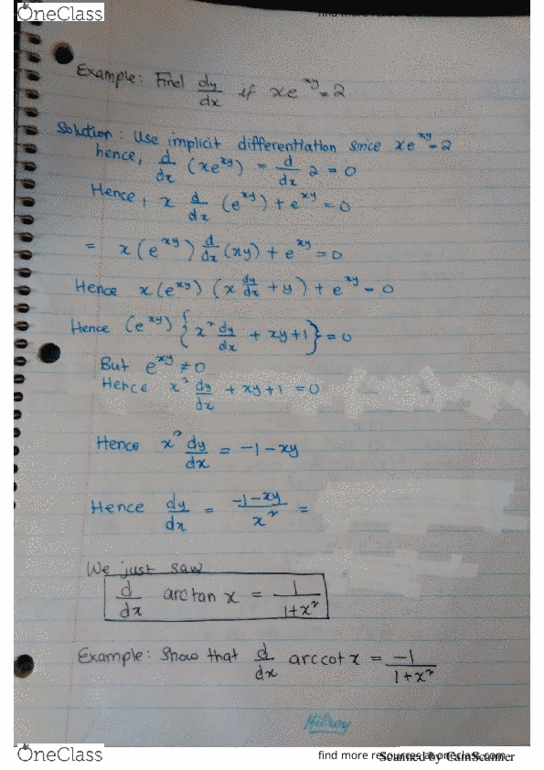 MAT135H1 Lecture Notes - Lecture 29: Inverse Trigonometric Functions, Constant Function thumbnail
