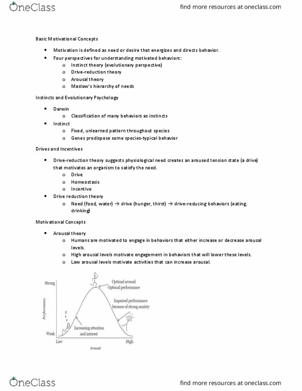 PSY 1305 Chapter Notes - Chapter 11: Serving Size, Homeostasis, Thermostat thumbnail