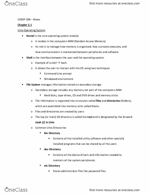 COMP 206 Chapter Notes - Chapter 2.1: Temporary File, Auxiliary Memory, List Of Utility Software thumbnail