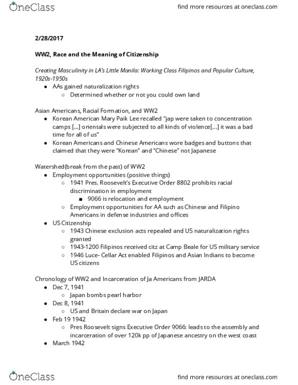 ASAMST 20AC Lecture 11: WW2, Race and the Meaning of Citizenship thumbnail