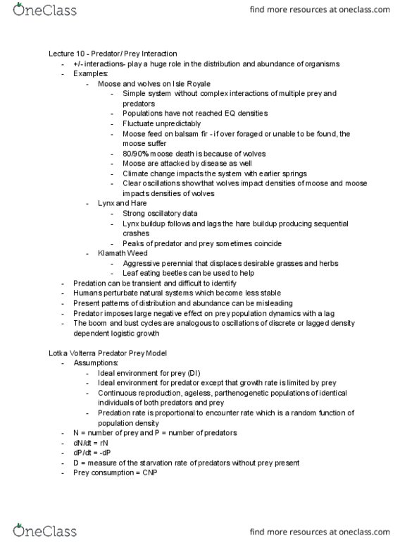 EEB 3408W Lecture Notes - Lecture 10: Functional Response, Isocline, Stochastic Process thumbnail