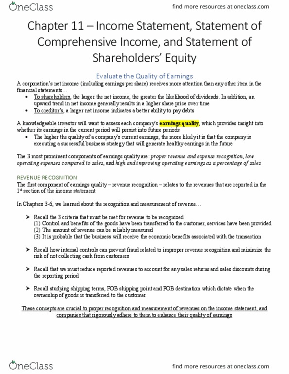 COMM-1107EL Chapter Notes - Chapter 11: Share Capital, Issued Shares, Weighted Arithmetic Mean thumbnail