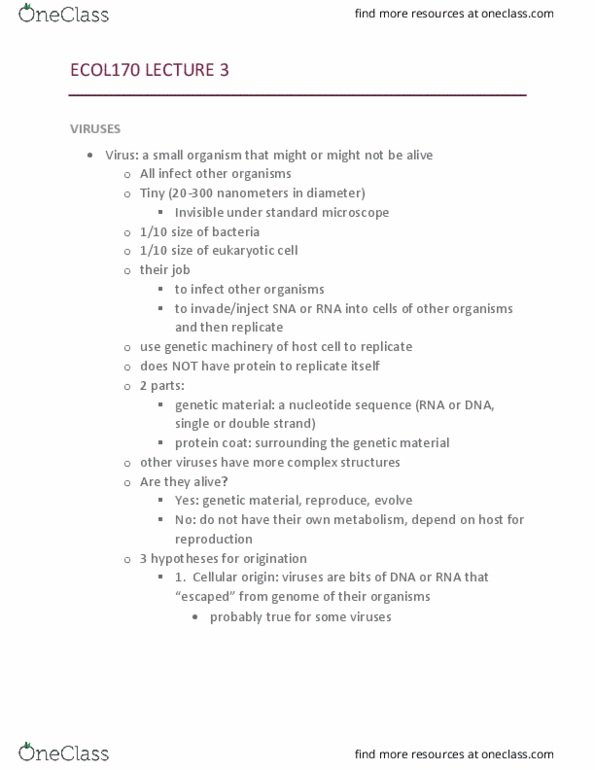 ECOL 170C1 Lecture Notes - Lecture 3: Ebola Virus Disease, Rhinovirus, Common Cold thumbnail