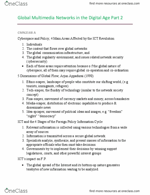 CMN2168 Lecture Notes - Lecture 16: E-Government, The Strongest, Arjun Appadurai thumbnail