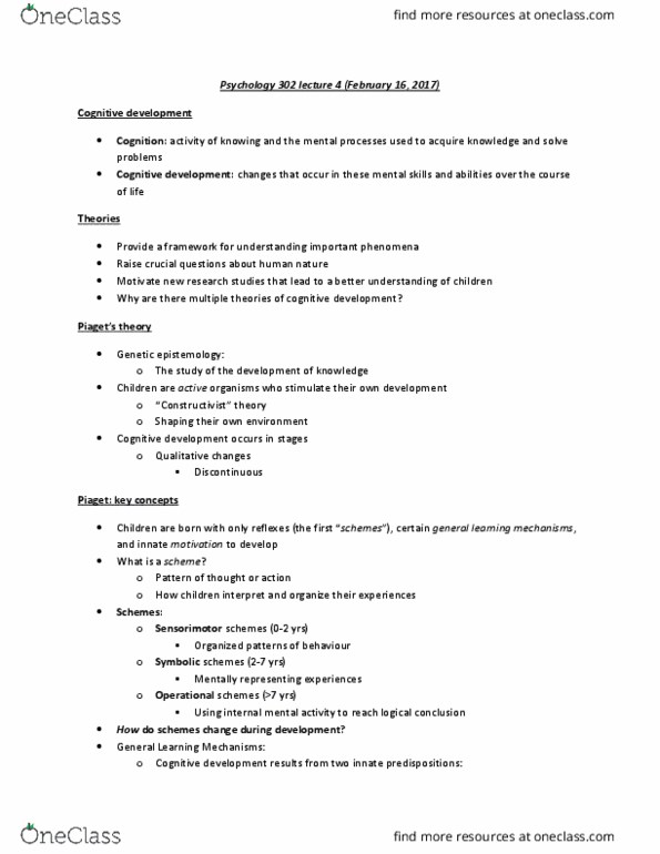 PSY 302 Lecture Notes - Lecture 6: Cognitive Flexibility, Joint Attention, Intersubjectivity thumbnail