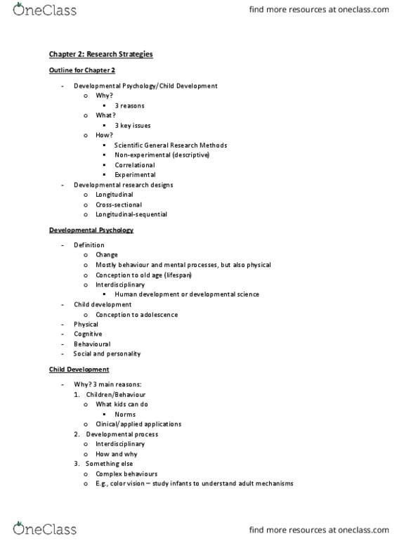 PSYC2010 Lecture Notes - Lecture 1: Child Development, Color Vision, Neuroanatomy thumbnail