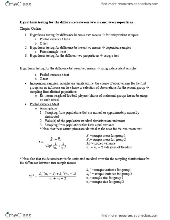 ECON 2142 Lecture Notes - Lecture 2: Pooled Variance, Statistical Hypothesis Testing, 2Degrees thumbnail