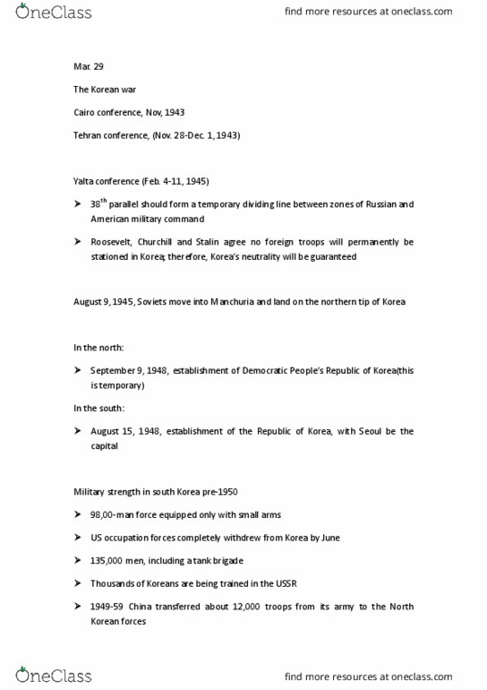 History 1601E Lecture Notes - Lecture 19: Gwangju Uprising, Social Change, Syngman Rhee thumbnail