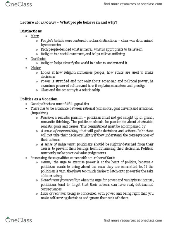 SOCI 300 Lecture Notes - Lecture 16: Precautionary Principle, Social Stratification, Romanticism thumbnail