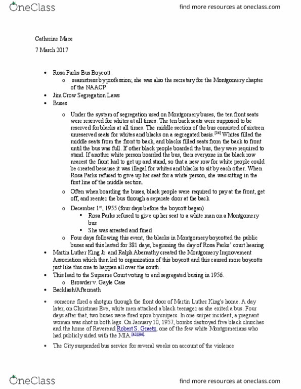 ENGLISH 269 Lecture Notes - Lecture 13: Montgomery Improvement Association, Ralph Abernathy thumbnail