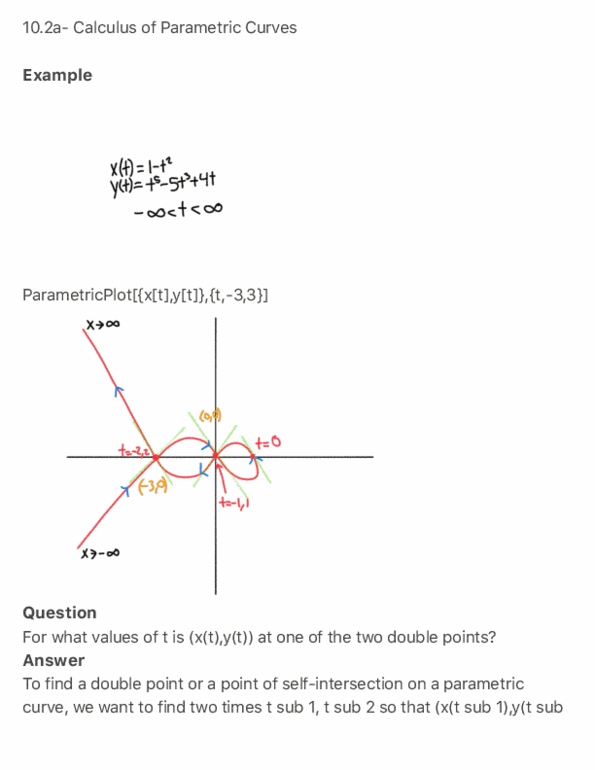 MATH 1271 Lecture 10: 10.2a- Calculus of Parametric Curves thumbnail