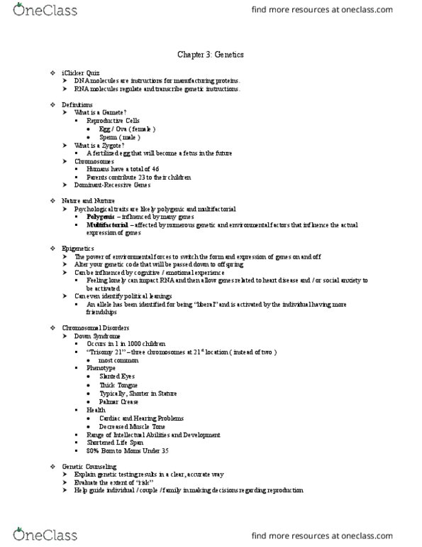 PSY 260 Lecture Notes - Lecture 1: Fallopian Tube, Ovarian Cyst, Cystic Fibrosis thumbnail