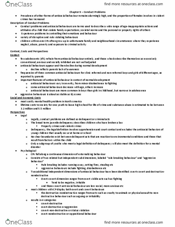 Psychology 2320A/B Chapter Notes - Chapter 9: Autonomic Nervous System, Monoamine Oxidase A, Parent Management Training thumbnail