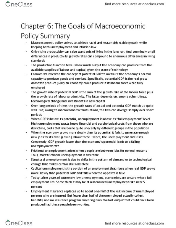 ECO 1302 Lecture Notes - Lecture 6: Unemployment Benefits, Structural Unemployment, Frictional Unemployment thumbnail