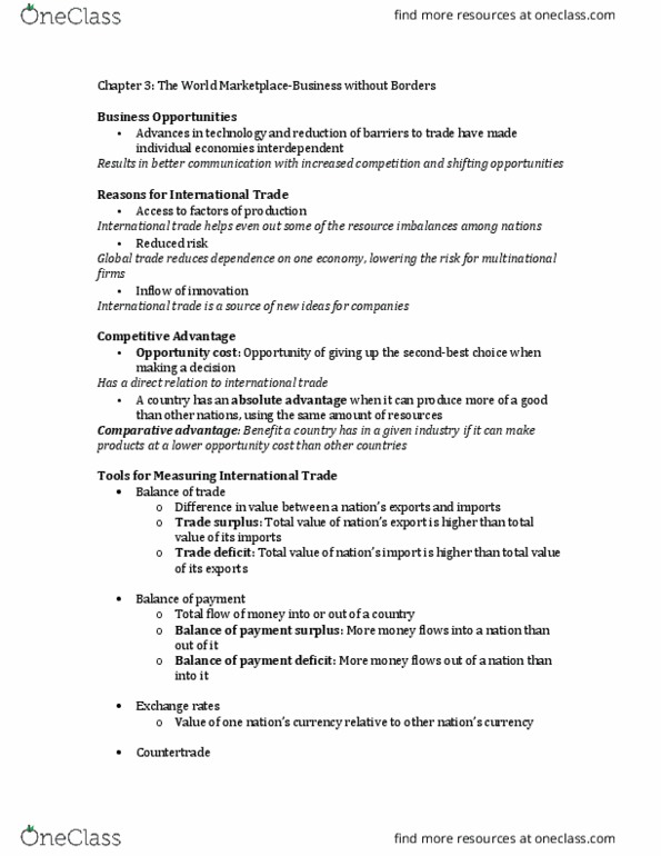 BUSN 110 Chapter Notes - Chapter 3: General Agreement On Tariffs And Trade, Protectionism, International Monetary Fund thumbnail