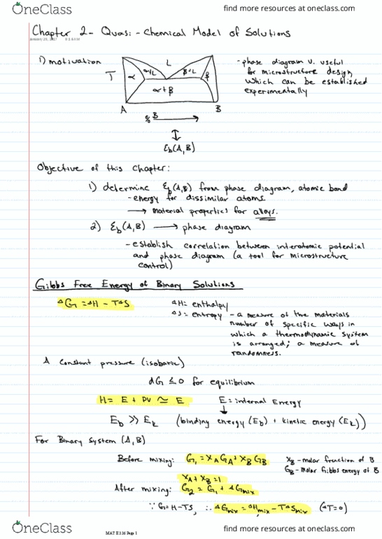 MAT E336 Lecture Notes - Lecture 9: Gibbs Free Energy, Phase Diagram, Binary System thumbnail