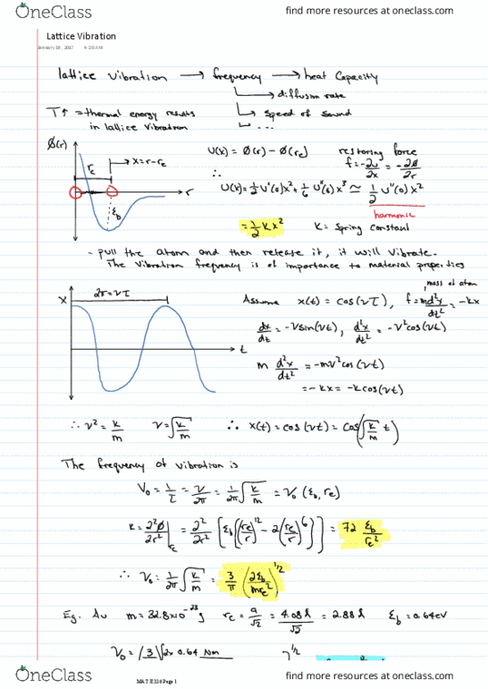 MAT E336 Lecture Notes - Lecture 5: Atomic Diffusion, Thermal Energy, Electrical Resistance And Conductance thumbnail