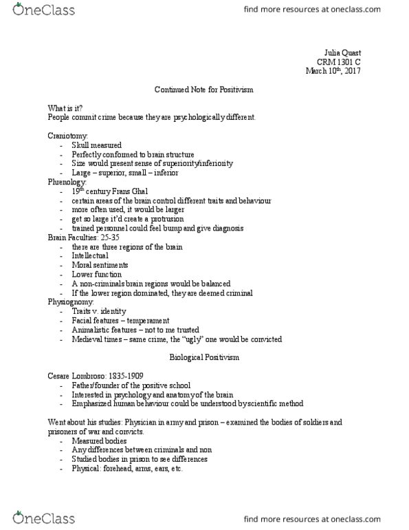 CRM 1301 Lecture Notes - Lecture 14: Threshold Of Pain, Excused, Self-Defense thumbnail