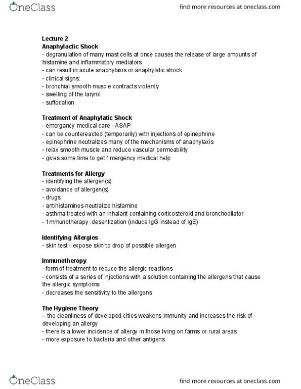 NATS 1670 Lecture Notes - Lecture 2: Antibody, Allergen, Mast Cell thumbnail