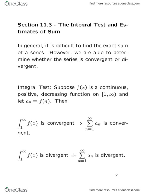 MATH 1ZA3 Lecture Notes - Lecture 3: Integral Test For Convergence, Ibm System P thumbnail