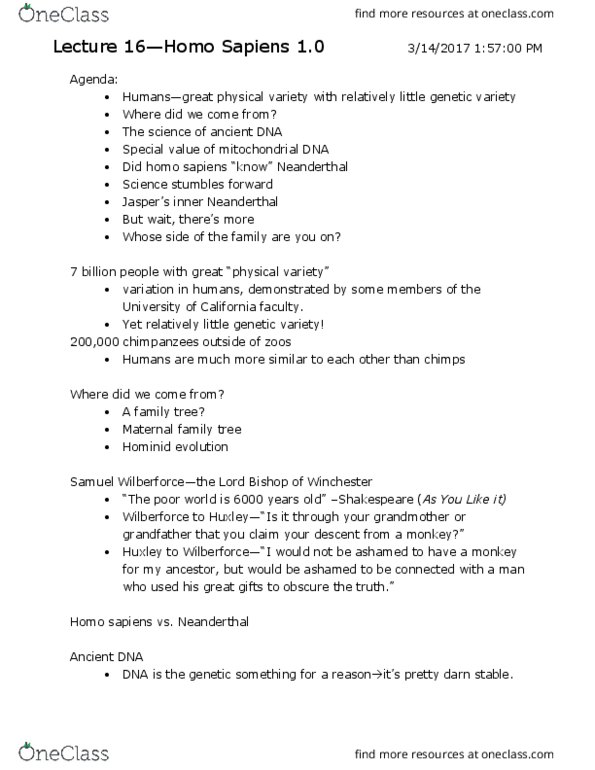 L & S C30Y Lecture Notes - Lecture 16: Denisova Cave, Agoo, Gene Flow thumbnail