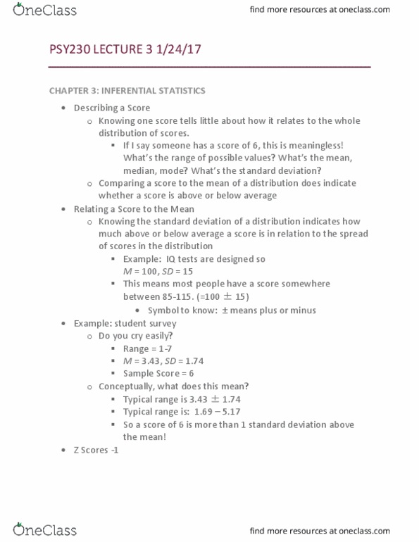 PSY 230 Lecture Notes - Lecture 3: Focus Group, Descriptive Statistics, Bottom 10 thumbnail
