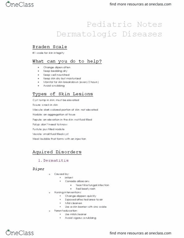 NURS 3330 Lecture Notes - Lecture 10: Athlete'S Foot, Vomiting, Blood Culture thumbnail