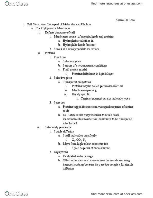 BIOL 1121 Lecture Notes - Lecture 5: Cyclic Adenosine Monophosphate, Protozoa, Phagosome thumbnail