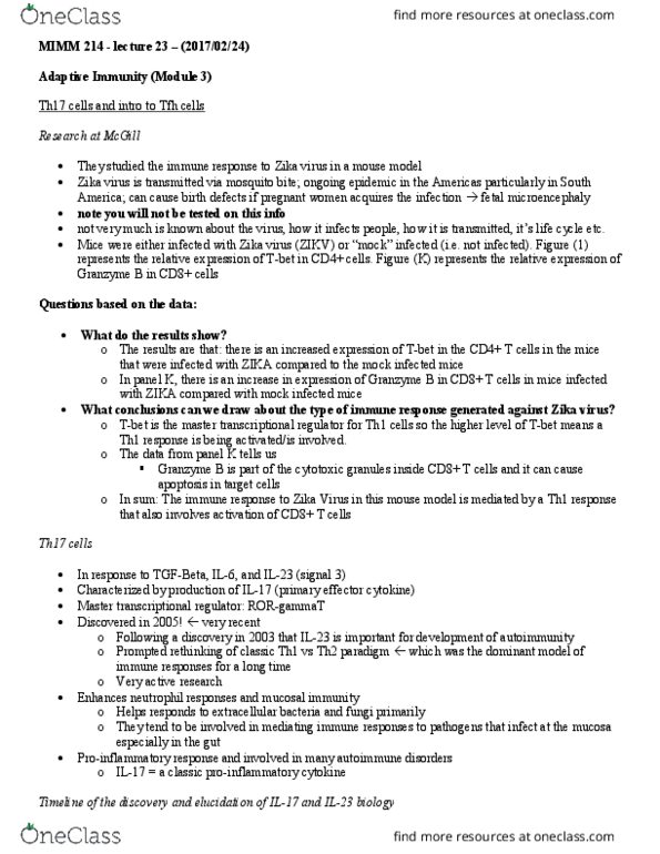 MIMM 214 Lecture Notes - Lecture 23: Interleukin 4, Interleukin 21, Phases Of Clinical Research thumbnail