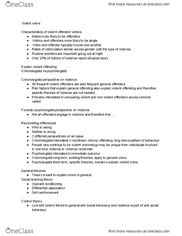 CRIM 101 Lecture Notes - Lecture 8: Night Hours, Homicide, Differential Association thumbnail