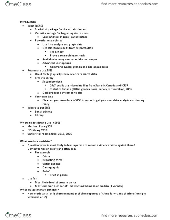 CRM 2303 Lecture Notes - Lecture 13: Standard Deviation, General Social Survey, List Of Statistical Packages thumbnail