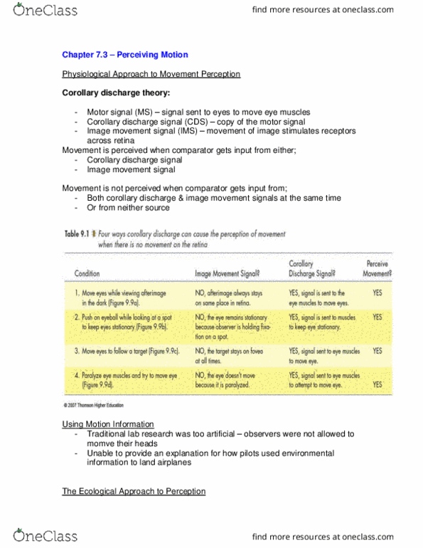 PSYC 363 Chapter Notes - Chapter 7: Optical Flow, Afterimage, Retina thumbnail