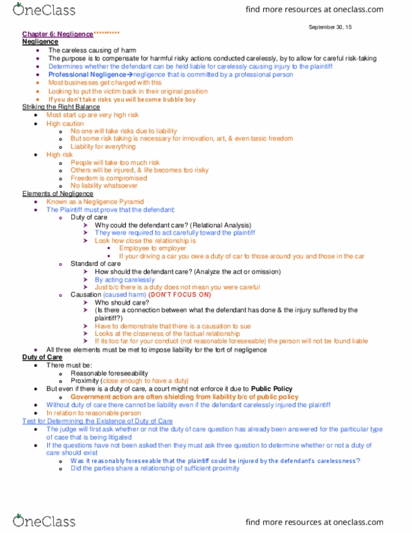 LAW 122 Chapter Notes - Chapter 6: Gas Lighting, Product Liability, Rodenticide thumbnail