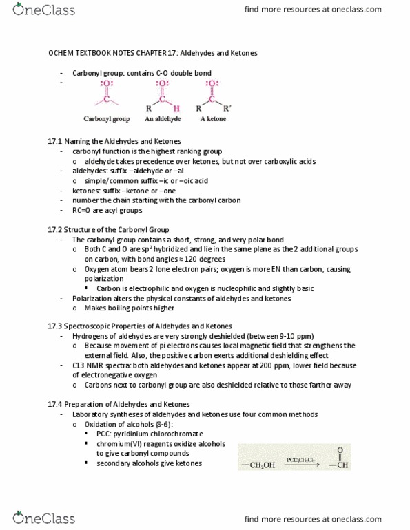 CHEM 140B Chapter Notes - Chapter 17: Cyanohydrin, Sn2 Reaction, Raney Nickel thumbnail