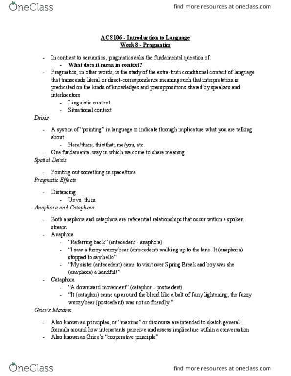 ACS 106 Lecture Notes - Lecture 7: Sarcasm, Verbosity, Cooperative Principle thumbnail