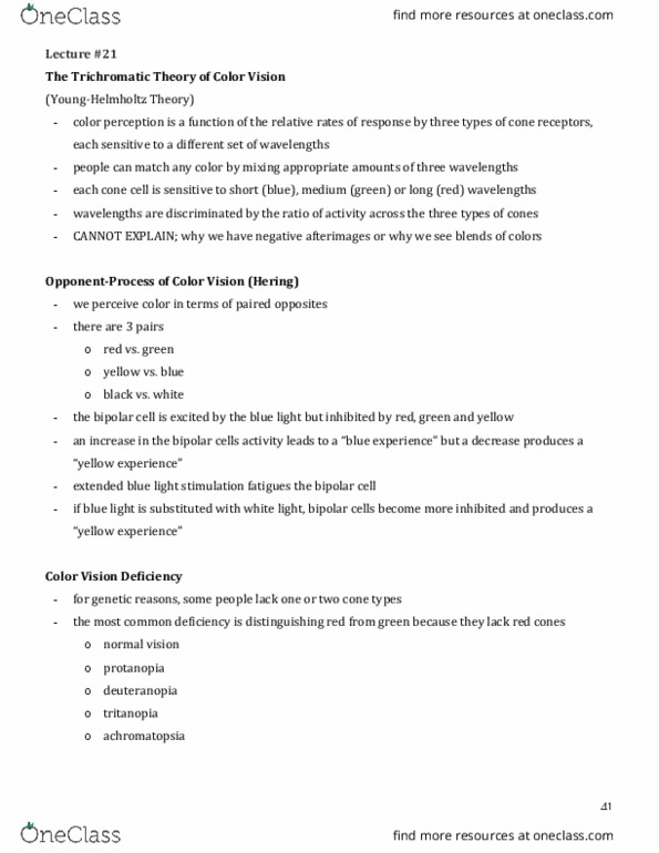 PSYC 211 Lecture Notes - Lecture 21: Microelectrode, Cone Cell, Receptive Field thumbnail