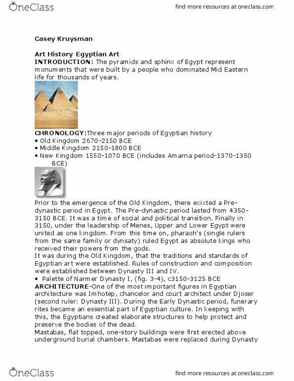 AR 102 Lecture Notes - Lecture 3: Tiye, Hatshepsut, Amarna thumbnail