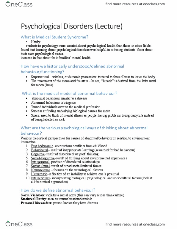 PSYC 1002 Lecture Notes - Lecture 12: Palpitations, Trypophobia, Paranoid Personality Disorder thumbnail