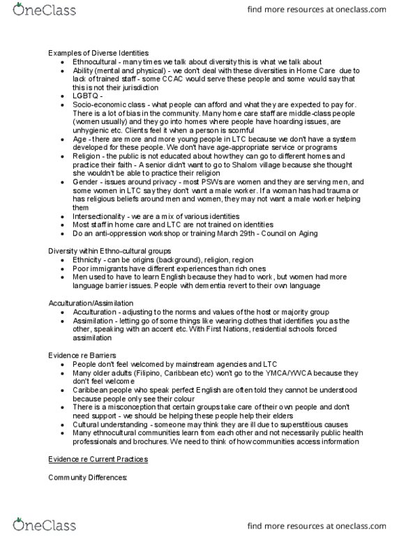 HLTHAGE 2D03 Lecture Notes - Lecture 18: Acculturation, Dementia, Intersectionality thumbnail