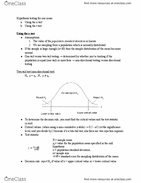ECON 2142 Lecture Notes - Lecture 3: Statistical Hypothesis Testing, Decision Rule, Test Statistic thumbnail