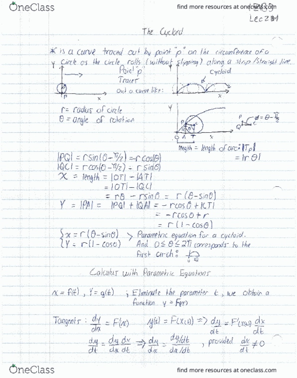 MATH 1ZB3 Lecture 24: The Cycloid, Calc with Parametrics thumbnail