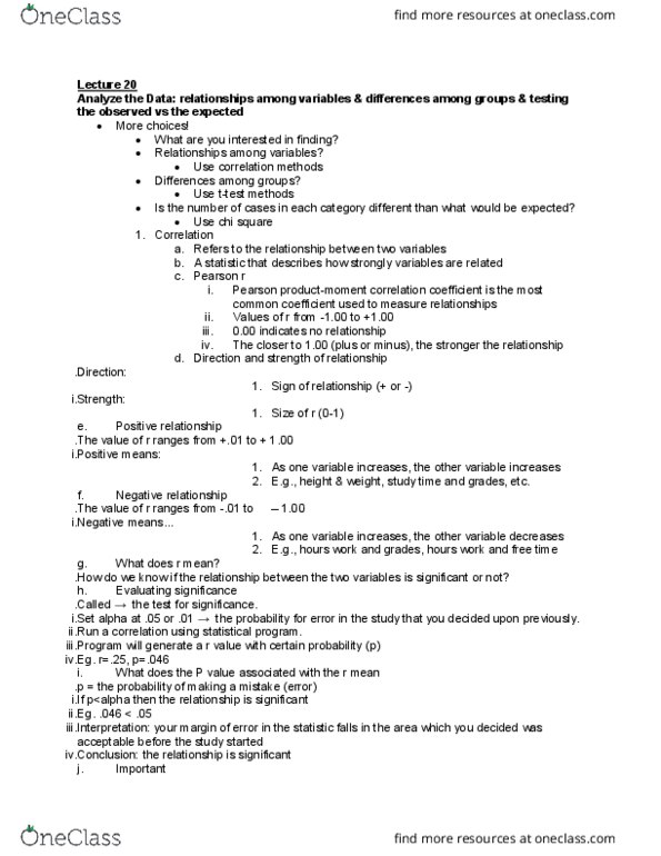 KP290 Lecture Notes - Lecture 20: Level Of Measurement, Null Hypothesis, Chi-Squared Distribution thumbnail