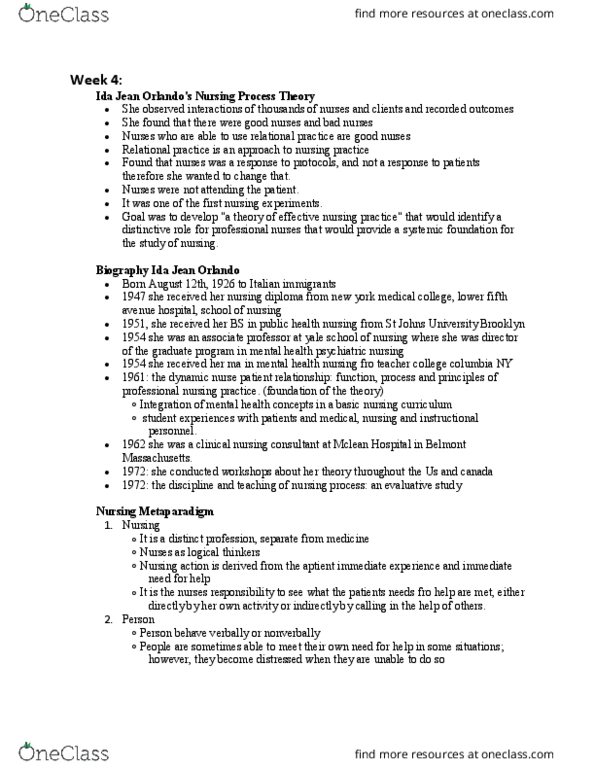 Nursing 1170A/B Lecture Notes - Lecture 4: Nanda, Nursing Process, Mclean Hospital thumbnail