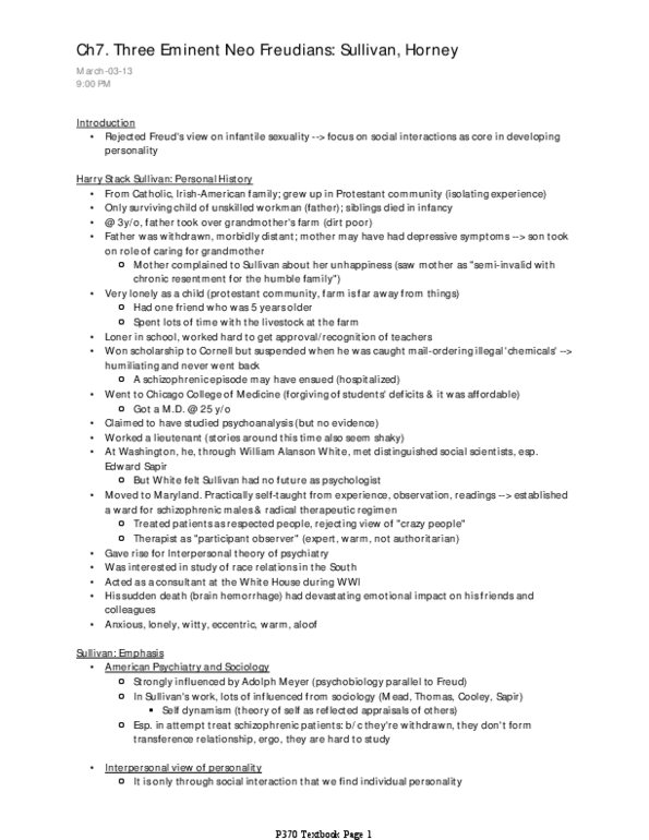 PSYC 370 Chapter Notes -Self-Hatred, Weaning, Virtuous Circle And Vicious Circle thumbnail