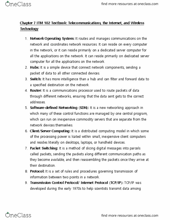 ITM 102 Lecture Notes - Lecture 7: Uniform Resource Locator, Web Traffic, Killer Application thumbnail