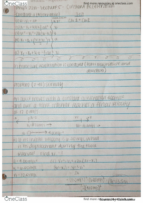 PHYS 2211 Lecture 5: Lecture 5- Constant Acceleration thumbnail