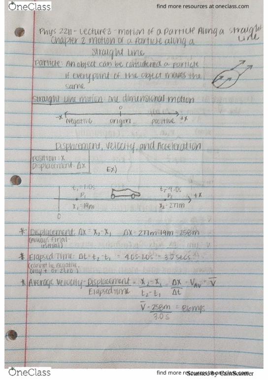 PHYS 2211 Lecture 3: Lecture 3- Motion of a Particle Along a Straight Line thumbnail