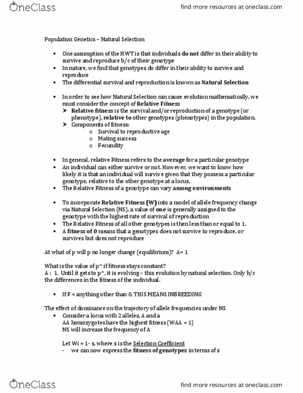 BIOL 2400 Chapter Notes - Chapter 6: Peptide, Heterosis, Apostatic Selection thumbnail